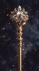 Poster - A golden clock sitting atop a metal pole, providing a sense of nostalgia and vintage charm