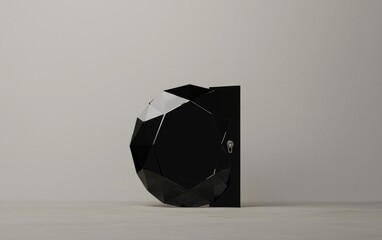 Poster - Abstract Black and White Geometric Shape on Neutral Background