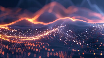 Poster - Abstract glowing wave lines. Abstract technology background with glowing network connections. Modern flowing wavy lines. Abstract blue tech. Futuristic business. Futuristic technology. High technology