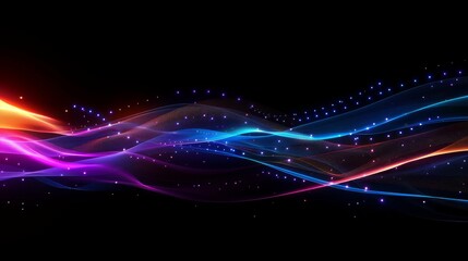 Poster - Abstract glowing wave lines. Abstract technology background with glowing network connections. Modern flowing wavy lines. Abstract blue tech. Futuristic business. Futuristic technology. High technology