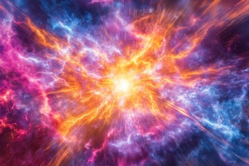Poster - Electric explosion backdrop with radiant thunderbolts and vibrant energy burst for dynamic design projects