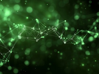 Poster - Abstract Green Plexus Background with Connected Points and Lines