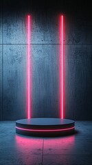 Poster - futuristic 3d podium, metallic textures, sci-fi inspired design, neon accent lighting, high-tech dis