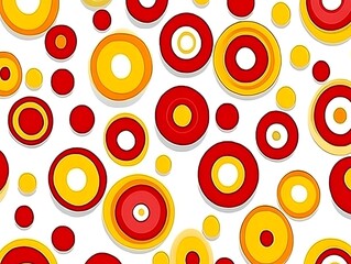 Aufkleber - Abstract seamless circles pattern in red and yellow against white background