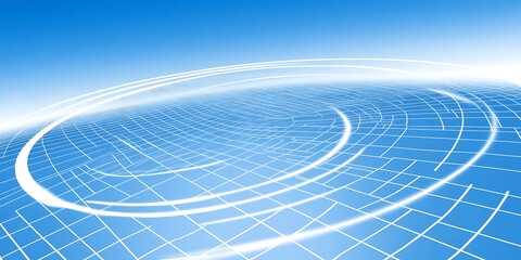 Poster - Abstract Technological Horizon with Curved Lines and Grid Pattern