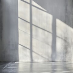 Poster - Sunlight streaming through a window creating an abstract shadow on white interior wall enhancing the elegant and natural ambience