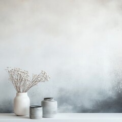 Aufkleber - Elegant Vase Arrangement with Dried Flowers and Modern Pottery Against a Soft Textured Backdrop