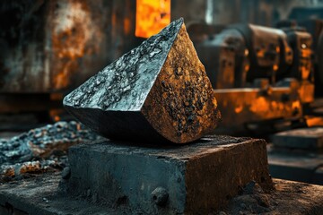 Poster - A small piece of metal sits atop a pile of rocks, ready to be used or serve as a makeshift perch