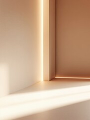 Aufkleber - Minimalist corner with soft light and shadow creating a serene inviting atmosphere for creative backdrop design
