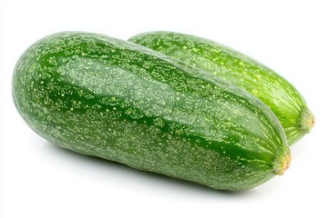 Aufkleber - Delightful pair of fresh green zucchini on white backdrop showcasing textured skin and vibrant color for healthy recipes
