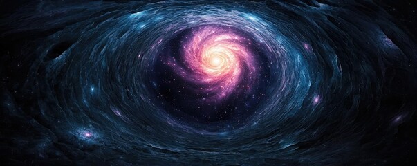 Poster - Dark sky concept. A stunning spiral galaxy showcasing vibrant colors and cosmic depth.