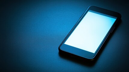 Poster - Smartphone on Dark Surface with Blank Screen Ready for Customization or App Display in Low Light Environment