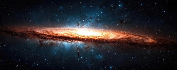 Poster - Dark sky idea. Stunning view of a galaxy with vibrant colors and cosmic dust in the universe.