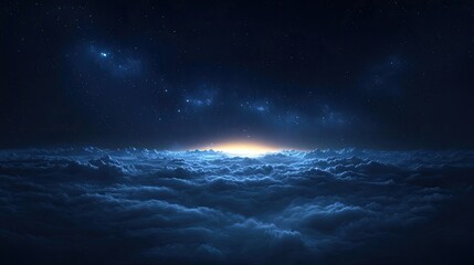 Aufkleber - Dark sky idea. A breathtaking view of a cloudy night sky illuminated by distant stars and light.