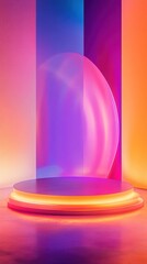 Poster - Abstract Stage with Soft Spherical Shape and Colorful Backdrop in Gradient and Smooth Composition Design