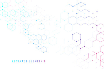 Poster - abstract hexagons geometric. futuristic molecules design. digital molecular structure. biotechnology
