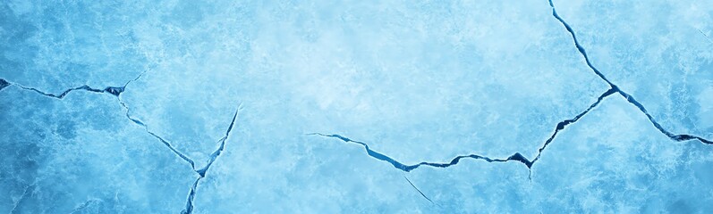Poster - Cracked blue ice surface with an abstract texture.