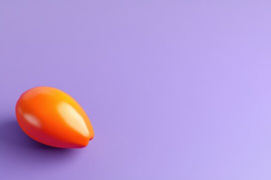 A Vibrant Orange Fruit Object Lies On A Purple Background