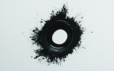 Poster - Abstract Black Ink Splatter Ring on Gray