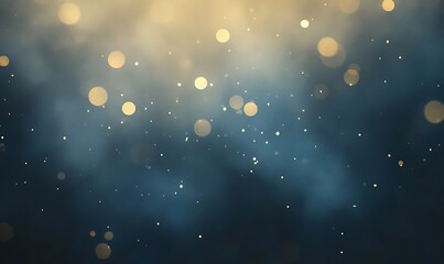 Fototapete - Soft golden bokeh lights create a dreamy, ethereal atmosphere against a dark background.