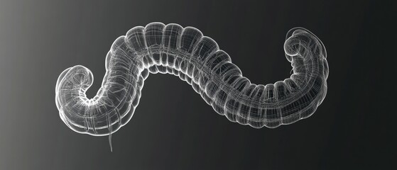 Poster - A close-up image of a worm against a black and white background