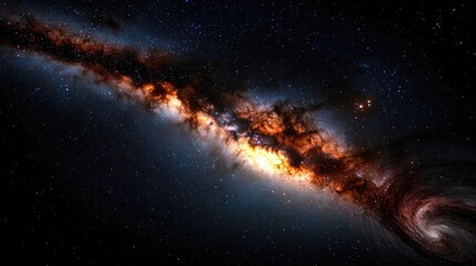 Poster - Dark sky concept. A stunning view of a spiral galaxy glowing in the depths of space.