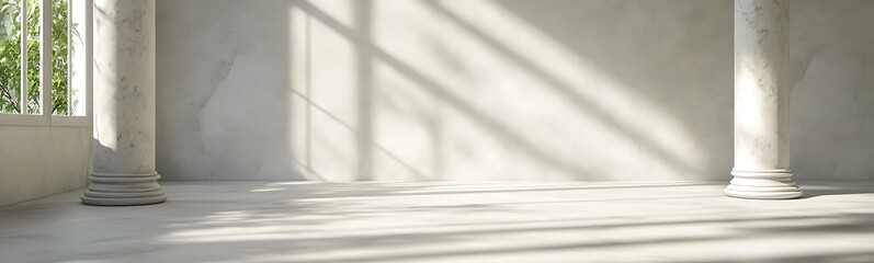 Poster - Empty interior space with natural light and shadow play on the walls and floor.