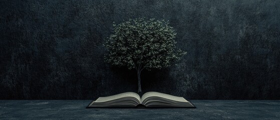 Poster - An open book with a tree growing out of it, possibly symbolizing growth and knowledge