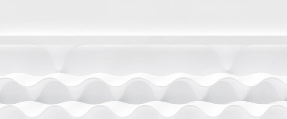 Wall Mural - minimalist white geometric wallpaper featuring abstract wave patterns , clean, digital