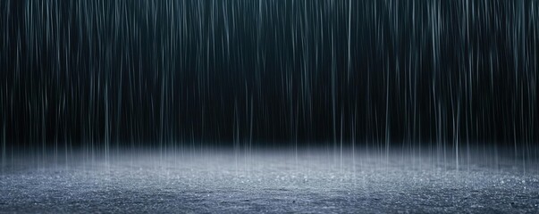 Aufkleber - Dark sky concept. A serene view of rain falling softly on a calm surface, creating a tranquil atmosphere.