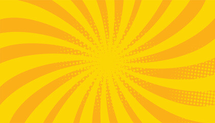 Aufkleber - Abstract yellow comic background. yellow starburst with halftone. starburst manga background. spiral, swirl, comic rays