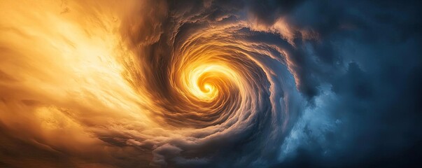 Aufkleber - Dark sky concept. A mesmerizing swirl of orange and blue clouds in a dramatic sky at dusk.