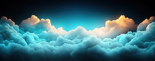 Poster - Dark sky concept. Stunning clouds illuminated by golden light against a deep blue sky at twilight.