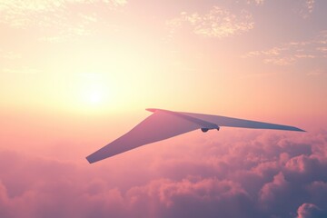 Aufkleber - A wing of an airplane flying high in a cloudy blue sky, ideal for aviation, travel or business use
