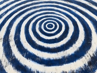 Poster - Hypnotic circular pattern with indigo and white creates captivating spiral