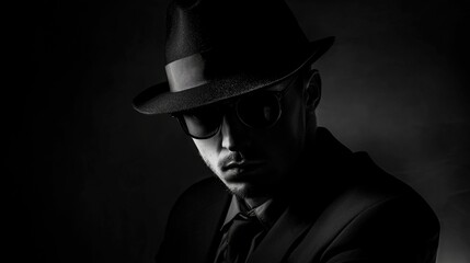 Poster - A formal gentleman posing for a photo shoot, wearing a suit and hat