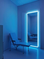 Poster - A simple room interior with a chair and a mirror