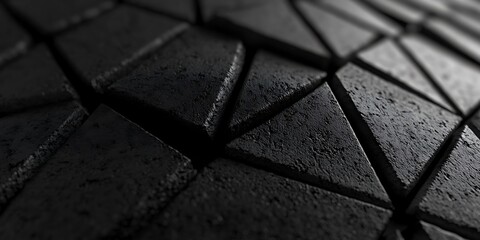 Poster - Textured black triangles create a dark abstract geometric surface