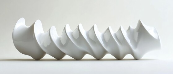 Poster - Group of white vases arranged on a table, perfect for decoration or display