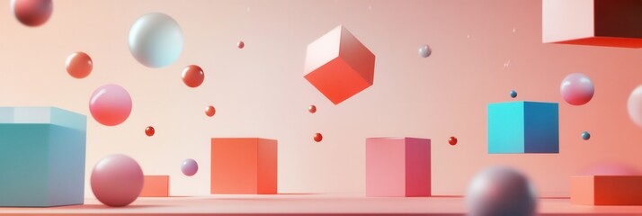 Fototapete - Creative typography and abstract forms in a modern 3D design for agencies