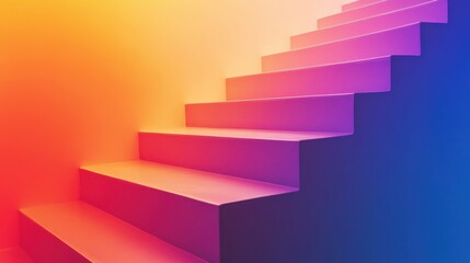 Fototapete - A gradient background with abstract steps leading upward, symbolizing skill development and personal growth