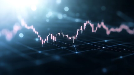 Leinwandbilder - Digital graph displaying financial data with glowing elements and grid background.