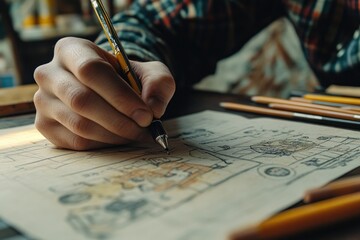 Aufkleber - Close-up shot of someone creating art with a pencil