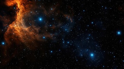 Poster - Dark sky idea. Stunning cosmic view showcasing bright stars and a colorful nebula in the universe.