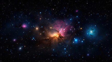 Poster - Dark sky concept. A stunning cosmic nebula filled with colorful stars and deep space phenomena.