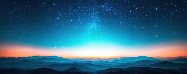Aufkleber - Dark sky idea. A breathtaking view of mountains under a starry night sky with vibrant colors.