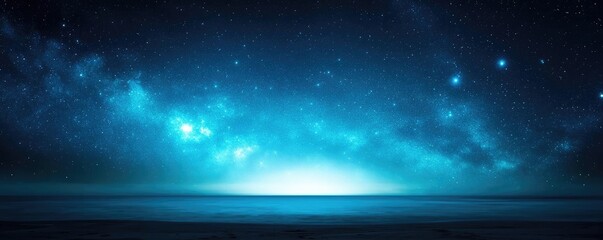 Aufkleber - Dark sky idea. Stunning night sky over serene ocean waves, filled with sparkling stars and cosmic beauty.