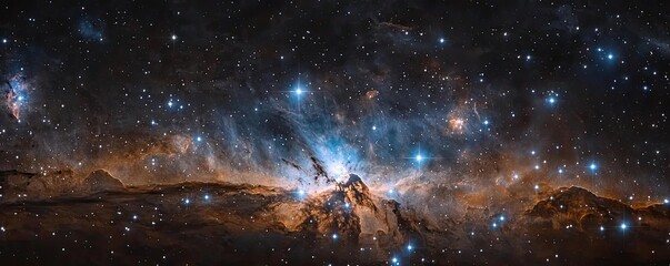 Poster - Dark sky concept. Stunning view of the cosmos showcasing vibrant stars and swirling nebulae.