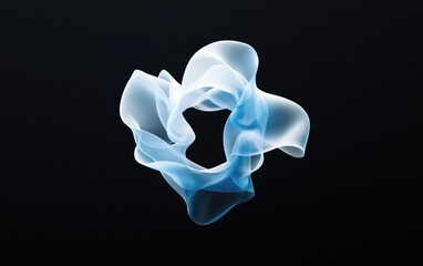 Poster - Abstract Swirling Blue and White Form on Black Background
