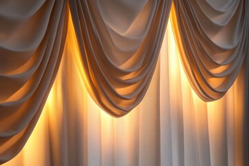 Aufkleber - A close-up view of a curtain with soft light filtering through, ideal for use in interior design or architectural visuals